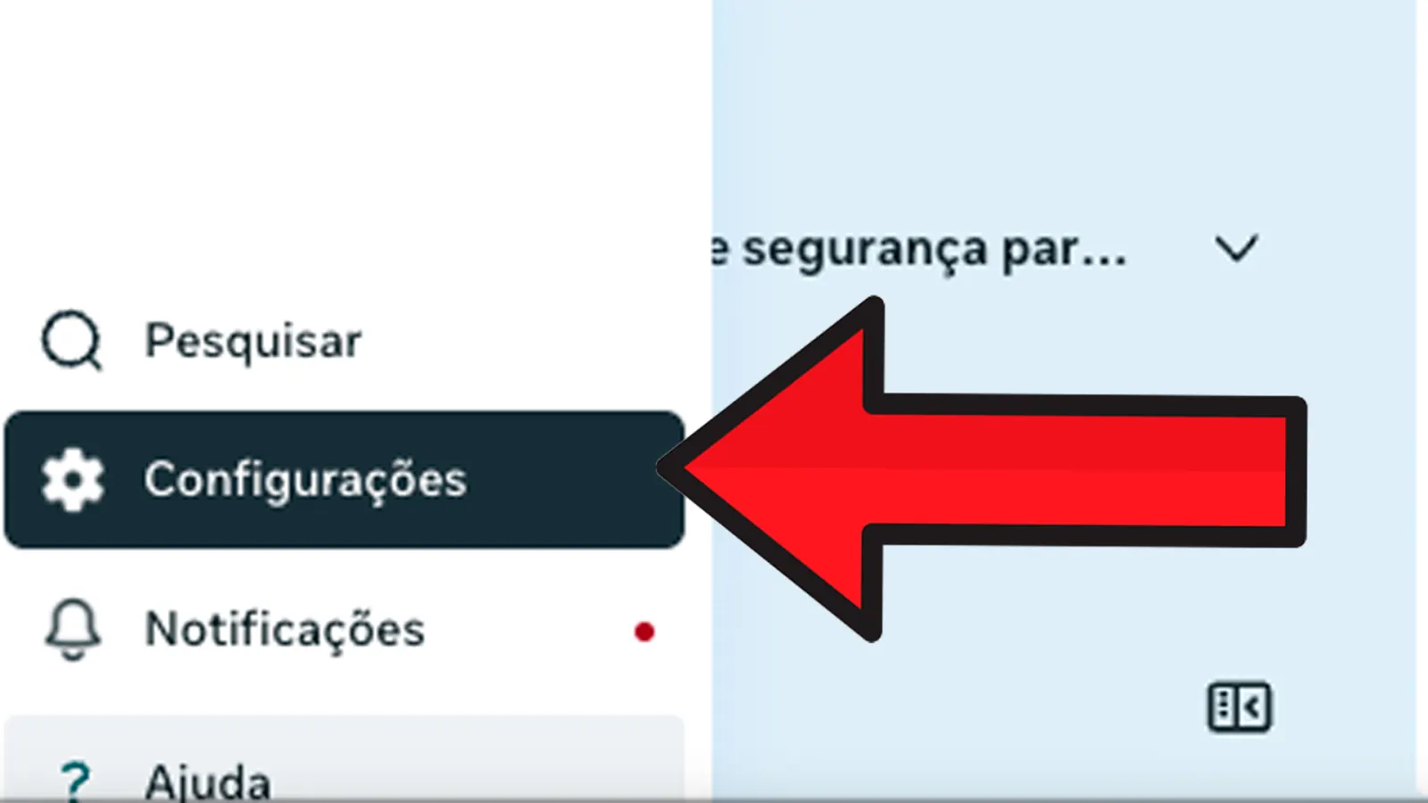 Abra o menu Configurações